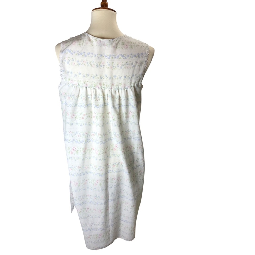 Vintage Cotton Night Gown Dress Floral Sz Small Lace Trim Sleeveless Cottagecore - Picture 4 of 8
